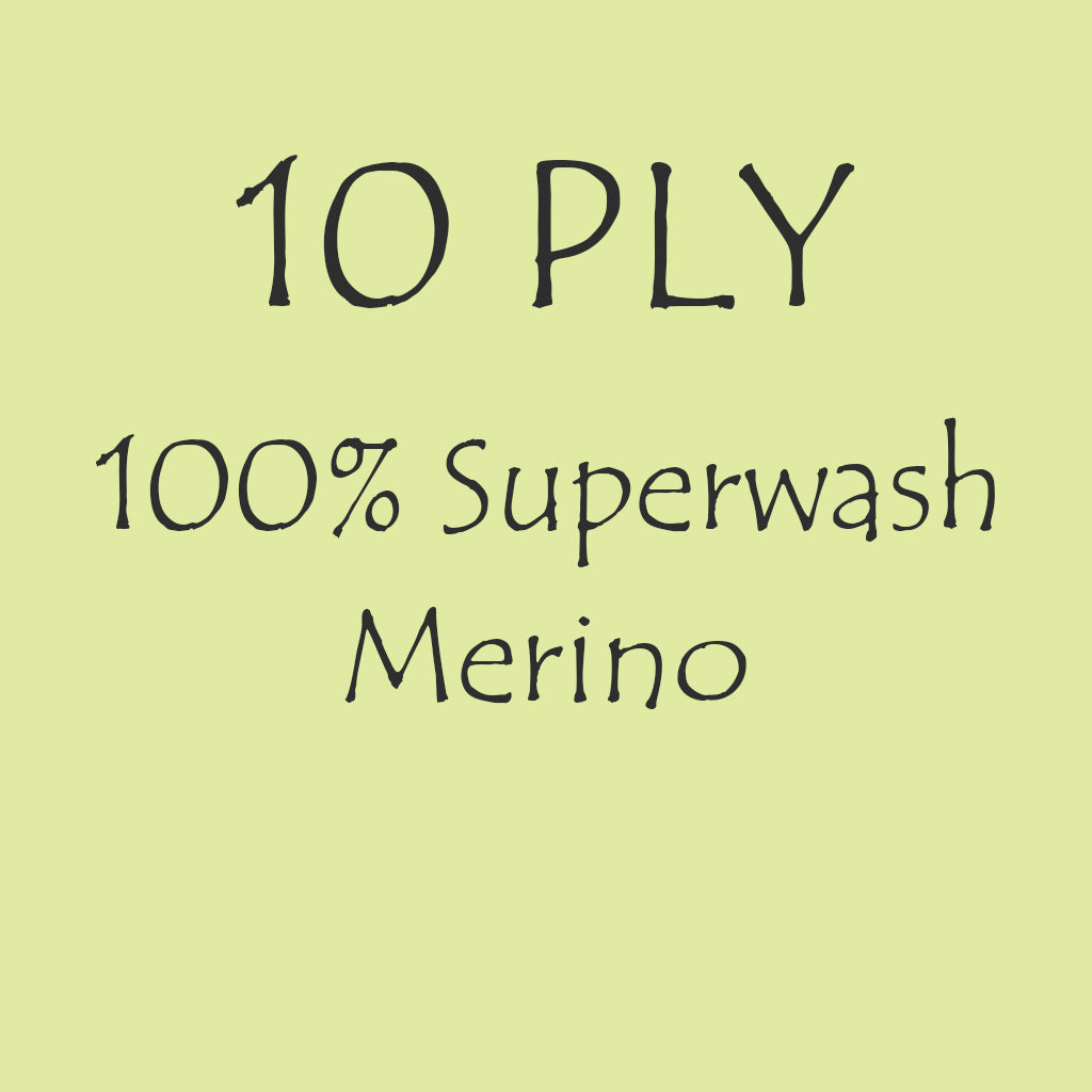 10ply/Worsted weight Superwash Merino 100g skein, 166m.
