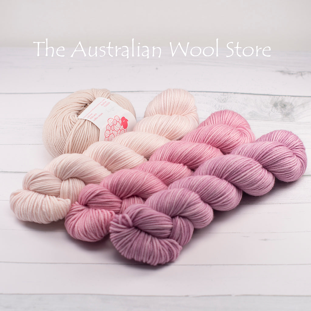 3 x 8ply SW Merino plus 1 x house brand 8ply SW Merino