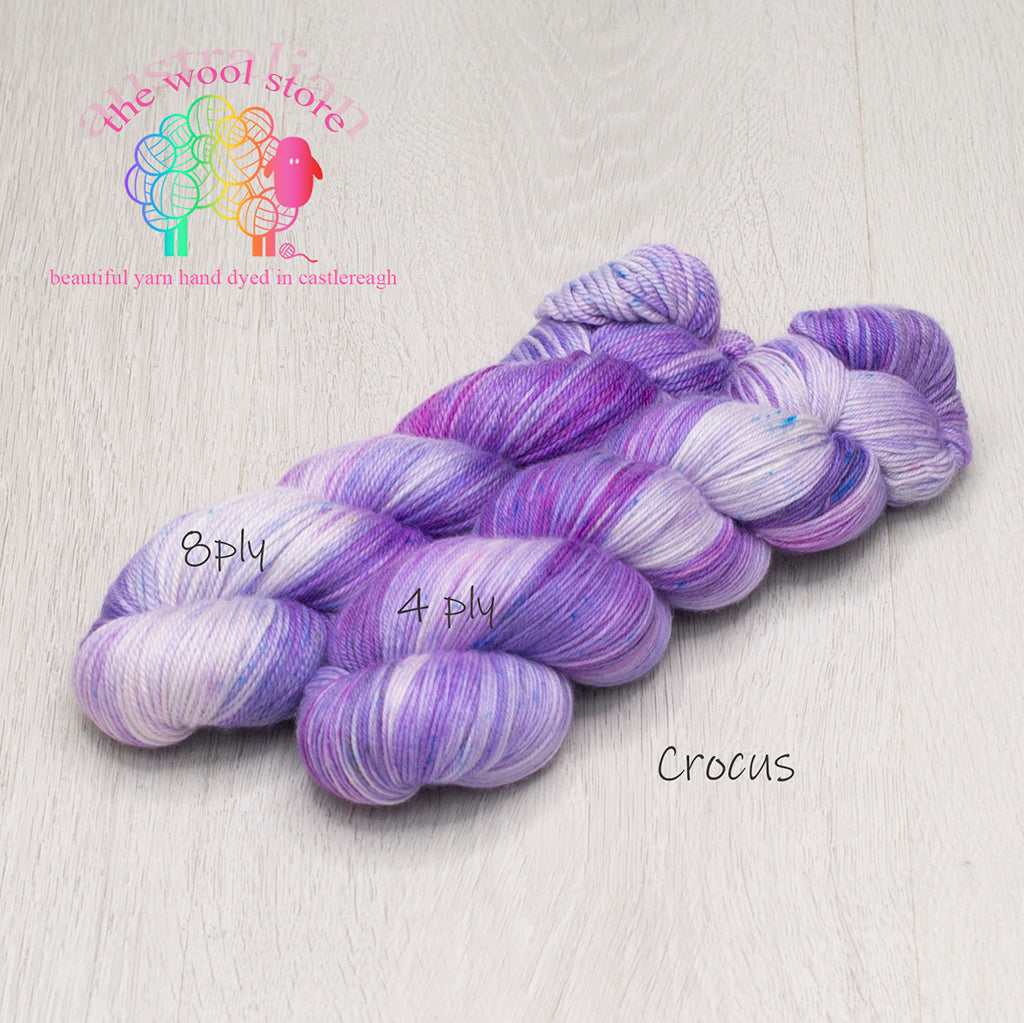 8ply/DK weight 90% Superwash Merino/10% Silk, 100g skein, 225m