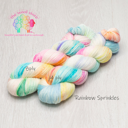 8ply/DK weight 90% Superwash Merino/10% Silk, 100g skein, 225m