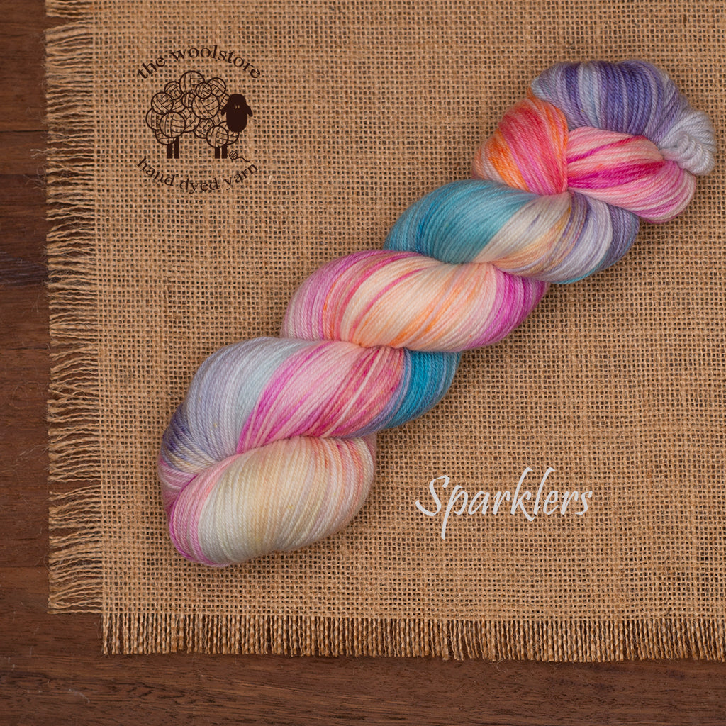 8ply/ DK weight 75% Superwash Merino / 25% Nylon, 100g skein, 200m
