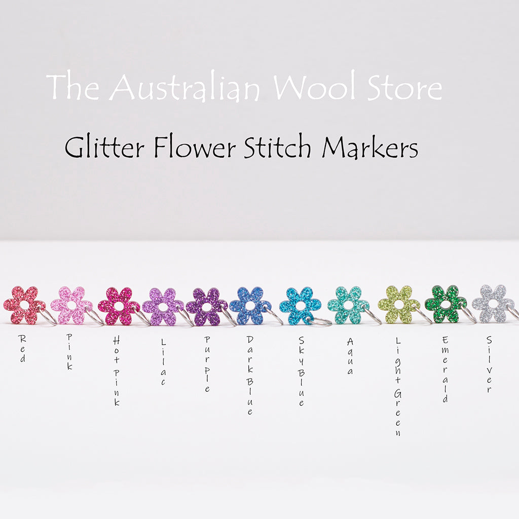 Glitter Flower Stitch Markers