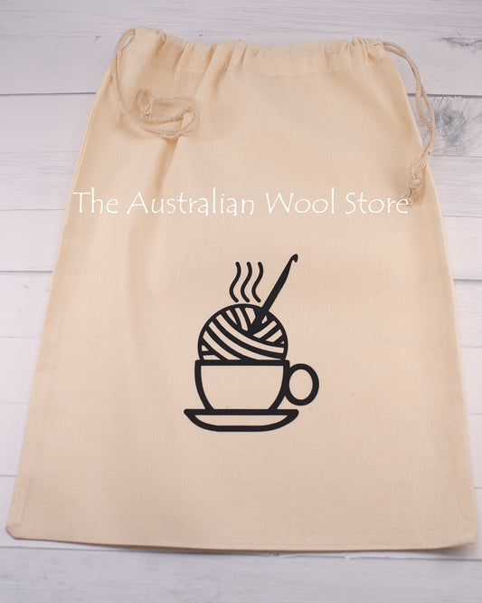 Printed Calico Drawstring Project Bags