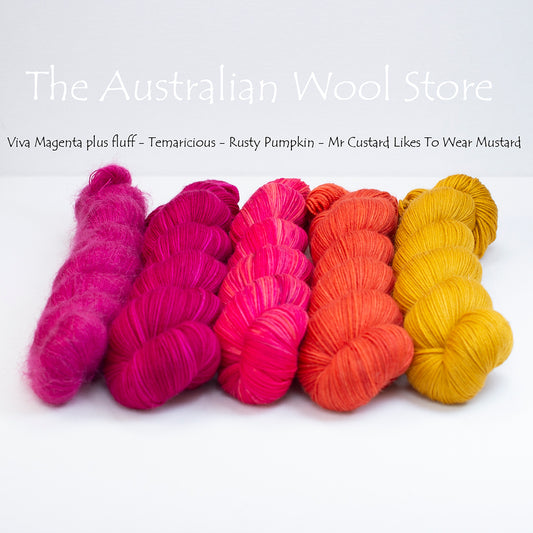 Stephen West MKAL Pink to Mustard plus fluff