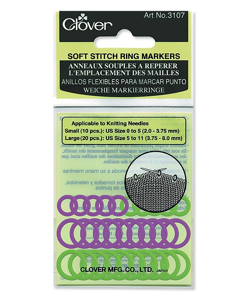 Clover Soft Stitch Marker Rings - small x 10, large x 20