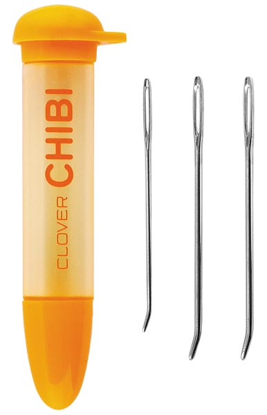 Clover Chibi Darning Needle Set with Bent Tip and Case - 3 needles - 2 sizes - 2 x 15, 1 x 17